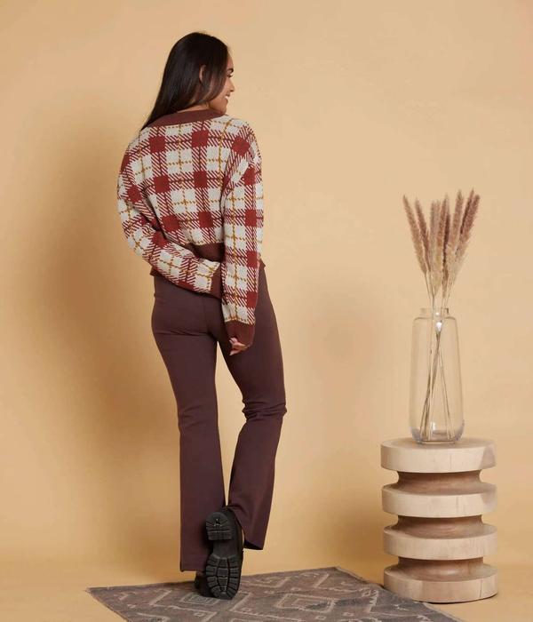 Known Supply Harlow Plaid Knit Cropped Cardigan Organic Cotton