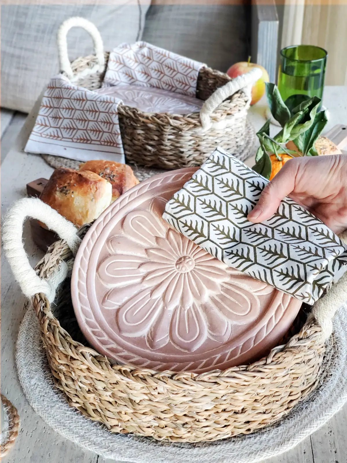 Bread Warmer & Basket Gift Set with Tea Towel - Vintage Flower by DC-KORISSA bread-warmer-basket-gift-set-with-tea-towel-vintage-flower