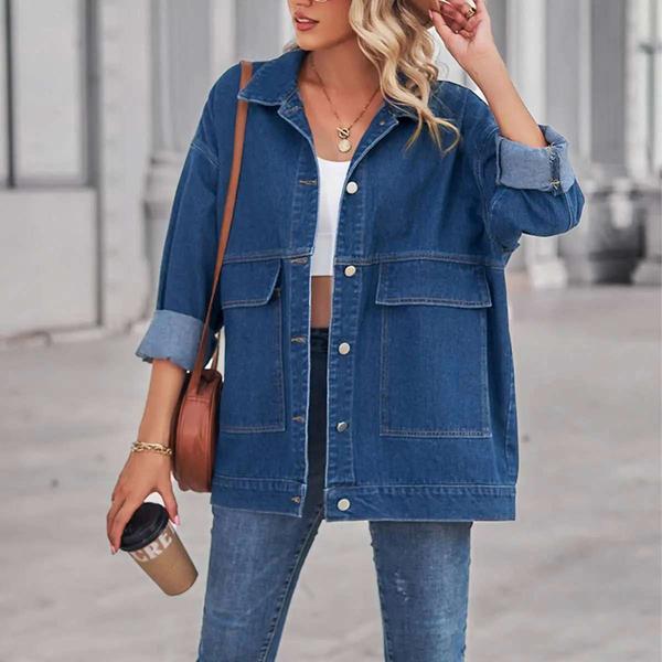 Vintage Loose Denim Jacket for Women – Classic Fit