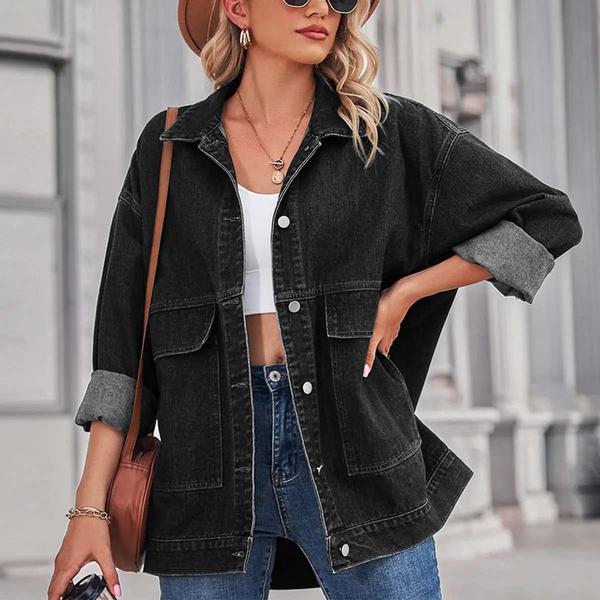 Vintage Loose Denim Jacket for Women – Classic Fit